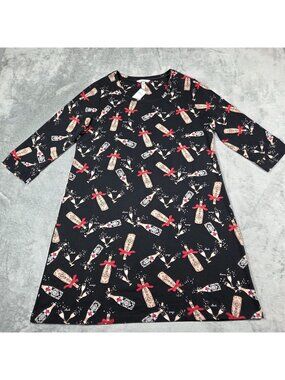 Soma Sleepshirt Womens Large Black Embraceable Cheers to Us Pajamas NEW READ